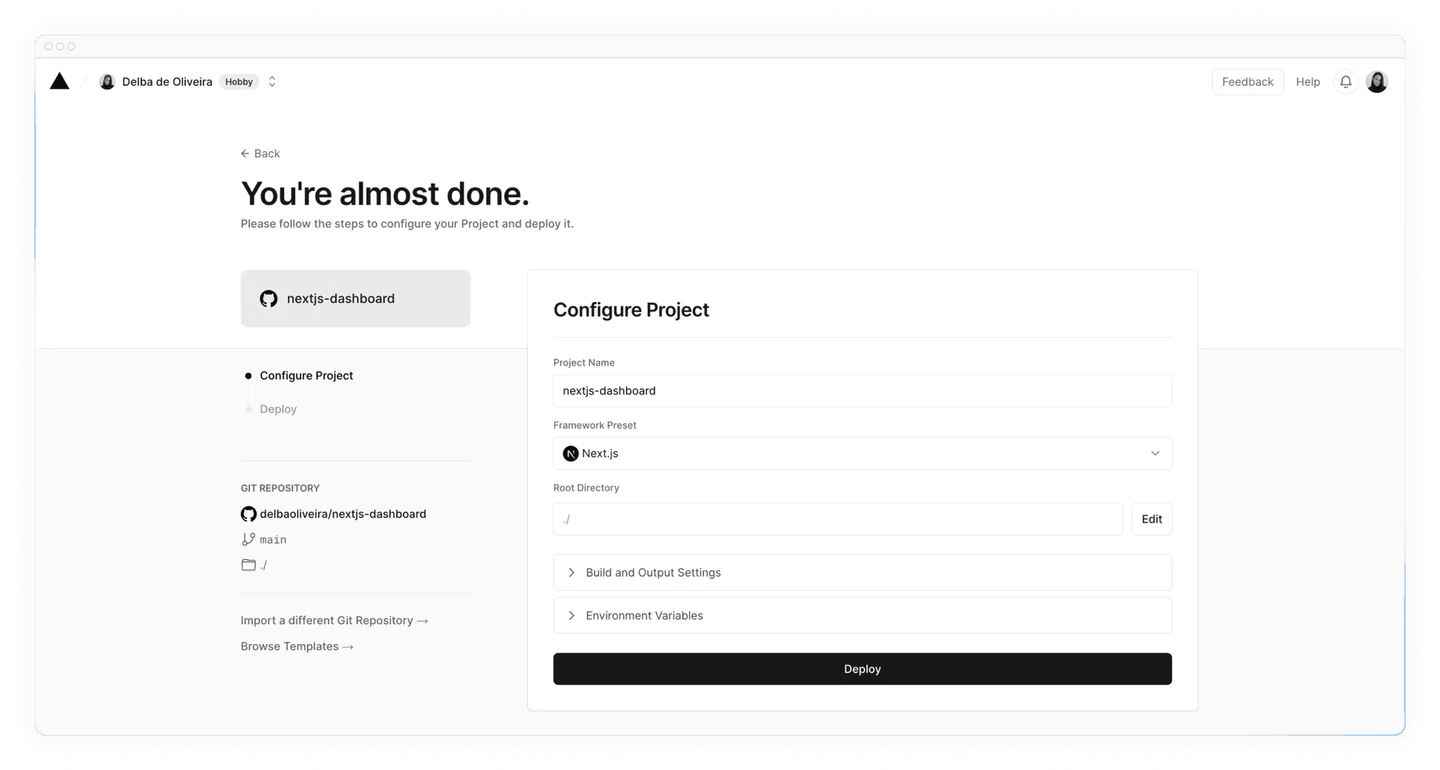 Настройка проекта Next.js перед развёртыванием в Vercel